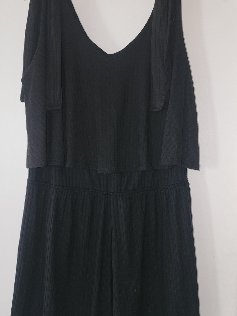 White Birch Black Ribbed Sleeveless Flowy 1 Piece Skort